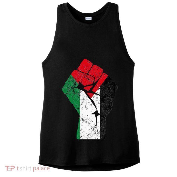 Fist of Palestine Free Palestine Ladies PosiCharge Tri-Blend Wicking Tank