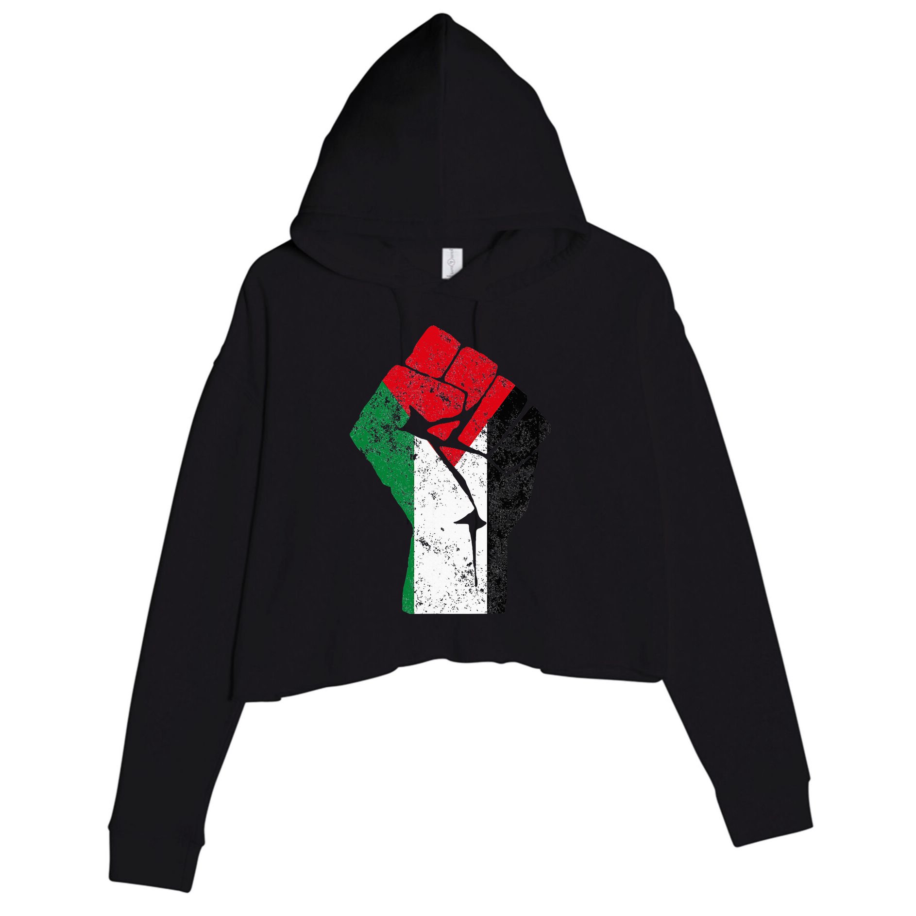 Fist of Palestine Free Palestine Crop Fleece Hoodie