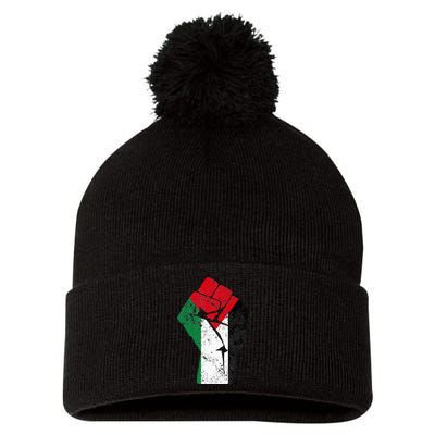 Fist of Palestine Free Palestine Pom Pom 12in Knit Beanie