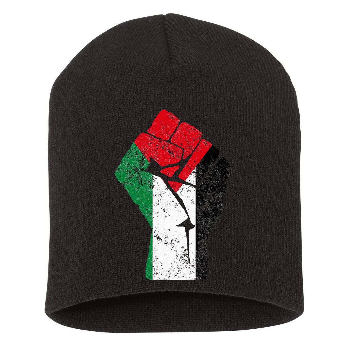 Fist of Palestine Free Palestine Short Acrylic Beanie