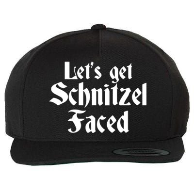 Funny Oktoberfest Pun Quote Joke Lets Get Schnitzel Faced Cute Gift Wool Snapback Cap