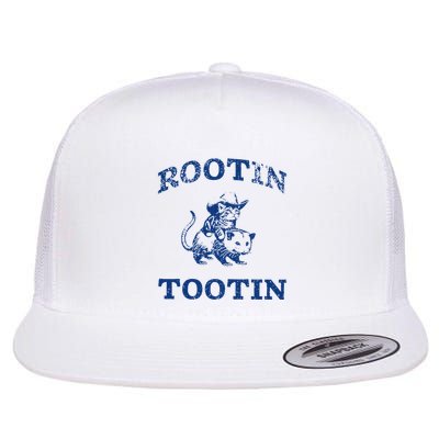 Funny Opossum Possum Cowboy Cat Funny Western Flat Bill Trucker Hat