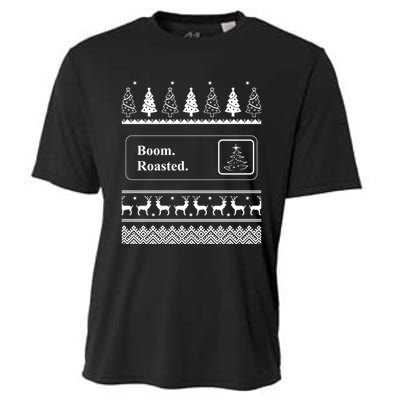 Funny Office Party Ugly Christmas Boom Roasted Cooling Performance Crew T-Shirt