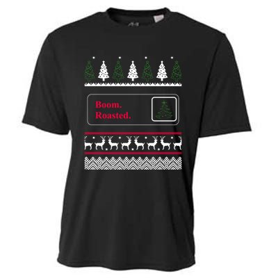 Funny Office Party Ugly Christmas Boom Roasted Xmas Cooling Performance Crew T-Shirt