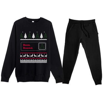 Funny Office Party Ugly Christmas Boom Roasted Xmas Premium Crewneck Sweatsuit Set