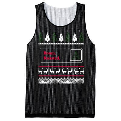 Funny Office Party Ugly Christmas Boom Roasted Xmas Mesh Reversible Basketball Jersey Tank