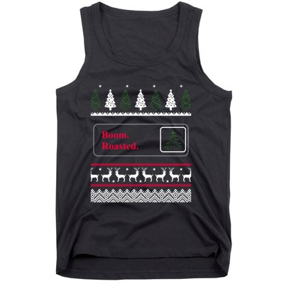 Funny Office Party Ugly Christmas Boom Roasted Xmas Tank Top