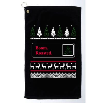 Funny Office Party Ugly Christmas Boom Roasted Xmas Platinum Collection Golf Towel