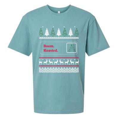 Funny Office Party Ugly Christmas Boom Roasted Xmas Sueded Cloud Jersey T-Shirt