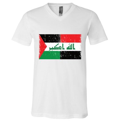 Flag Of Palestine Iraq Palestine Flag Iraq Palestine V-Neck T-Shirt