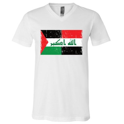 Flag Of Palestine Iraq Palestine Flag Iraq Palestine V-Neck T-Shirt