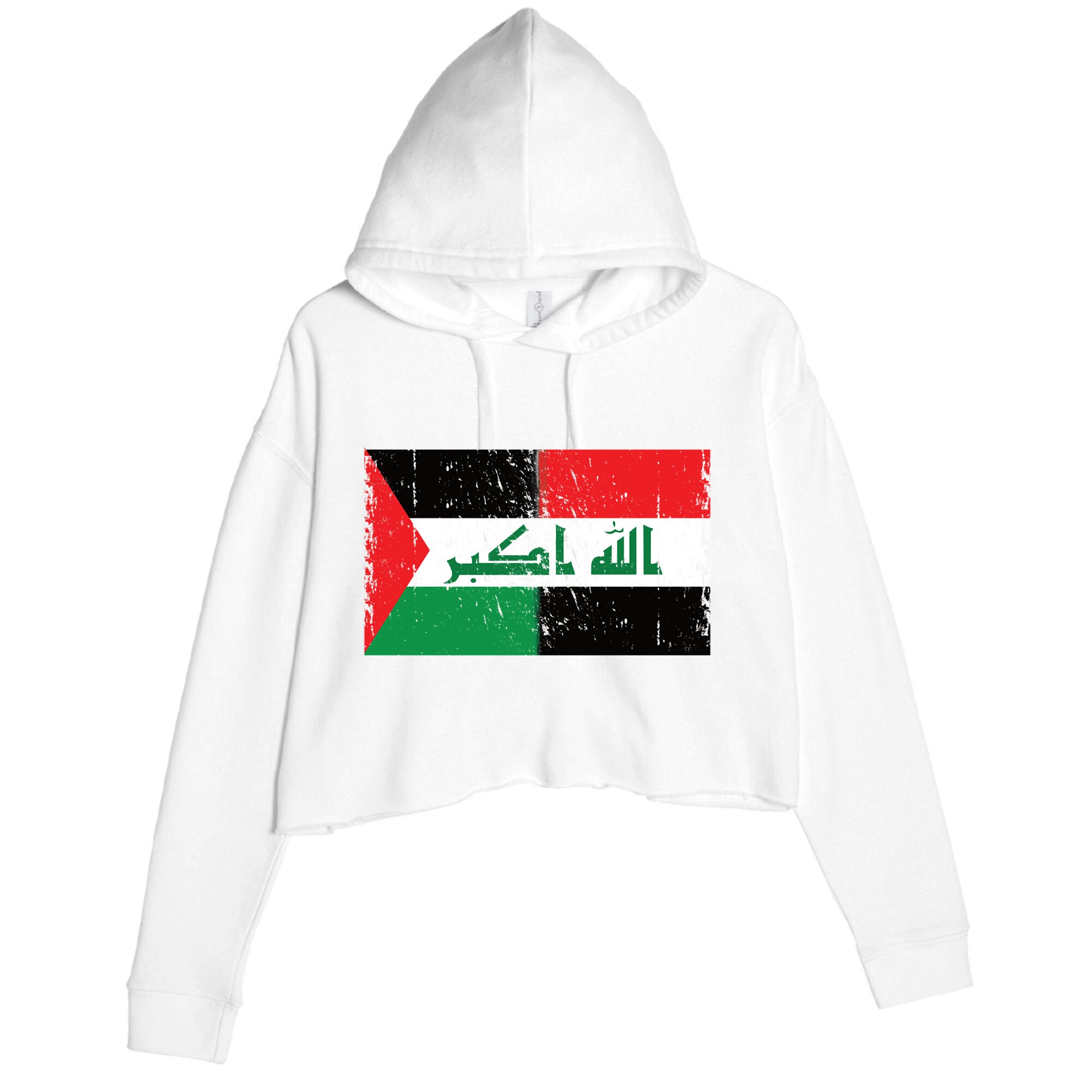 Flag Of Palestine Iraq Palestine Flag Iraq Palestine Crop Fleece Hoodie