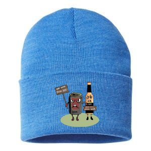 Funny Oktoberfest Quote Gift More Beer Save Water Gift Sustainable Knit Beanie