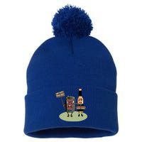 Funny Oktoberfest Quote Gift More Beer Save Water Gift Pom Pom 12in Knit Beanie