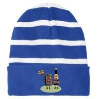 Funny Oktoberfest Quote Gift More Beer Save Water Gift Striped Beanie with Solid Band