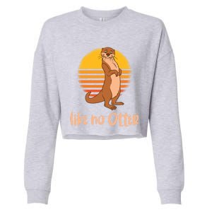 Funny Otter Quote Retro Sunset Otter Like No Otter Gift Cropped Pullover Crew