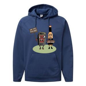 Funny Oktoberfest Quote Gift More Beer Save Water Gift Performance Fleece Hoodie