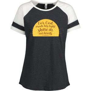 For God Made His Light Shine In Our Hearts 2 Corinthians 4:6 Enza Ladies Jersey Colorblock Tee