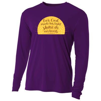 For God Made His Light Shine In Our Hearts 2 Corinthians 4:6 Cooling Performance Long Sleeve Crew