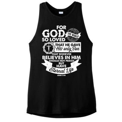 For God So Loved the World John 3:16 Ladies PosiCharge Tri-Blend Wicking Tank