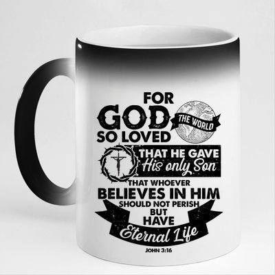 For God So Loved the World John 3:16 11oz Black Color Changing Mug