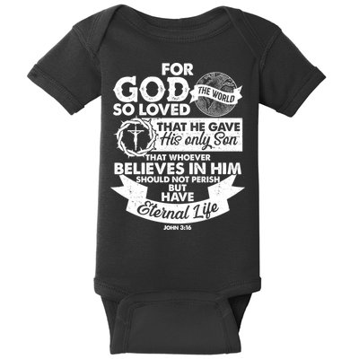 For God So Loved the World John 3:16 Baby Bodysuit