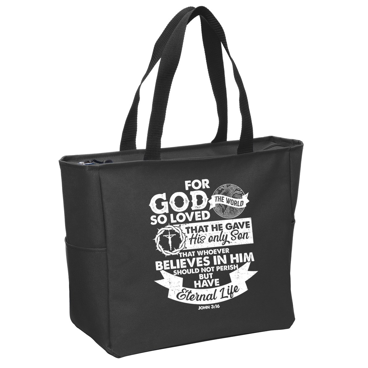 For God So Loved the World John 3:16 Zip Tote Bag