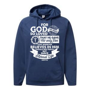 For God So Loved the World John 3:16 Performance Fleece Hoodie