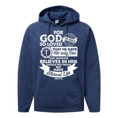 For God So Loved the World John 3:16 Performance Fleece Hoodie