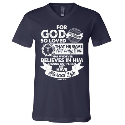 For God So Loved the World John 3:16 V-Neck T-Shirt