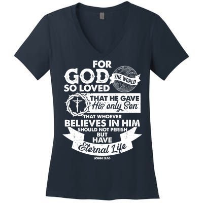 For God So Loved the World John 3:16 Women's V-Neck T-Shirt