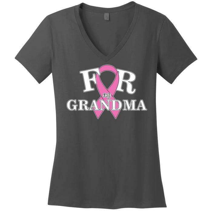 For Grandma Cancer Awareness Women's V-Neck T-Shirt