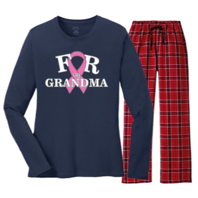 For Grandma Cancer Awareness Women's Long Sleeve Flannel Pajama Set 