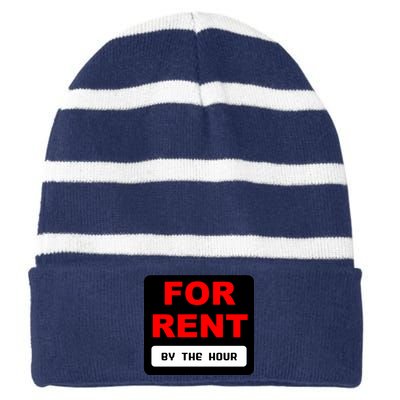 For Rent By The Hour Striped Beanie with Solid Band