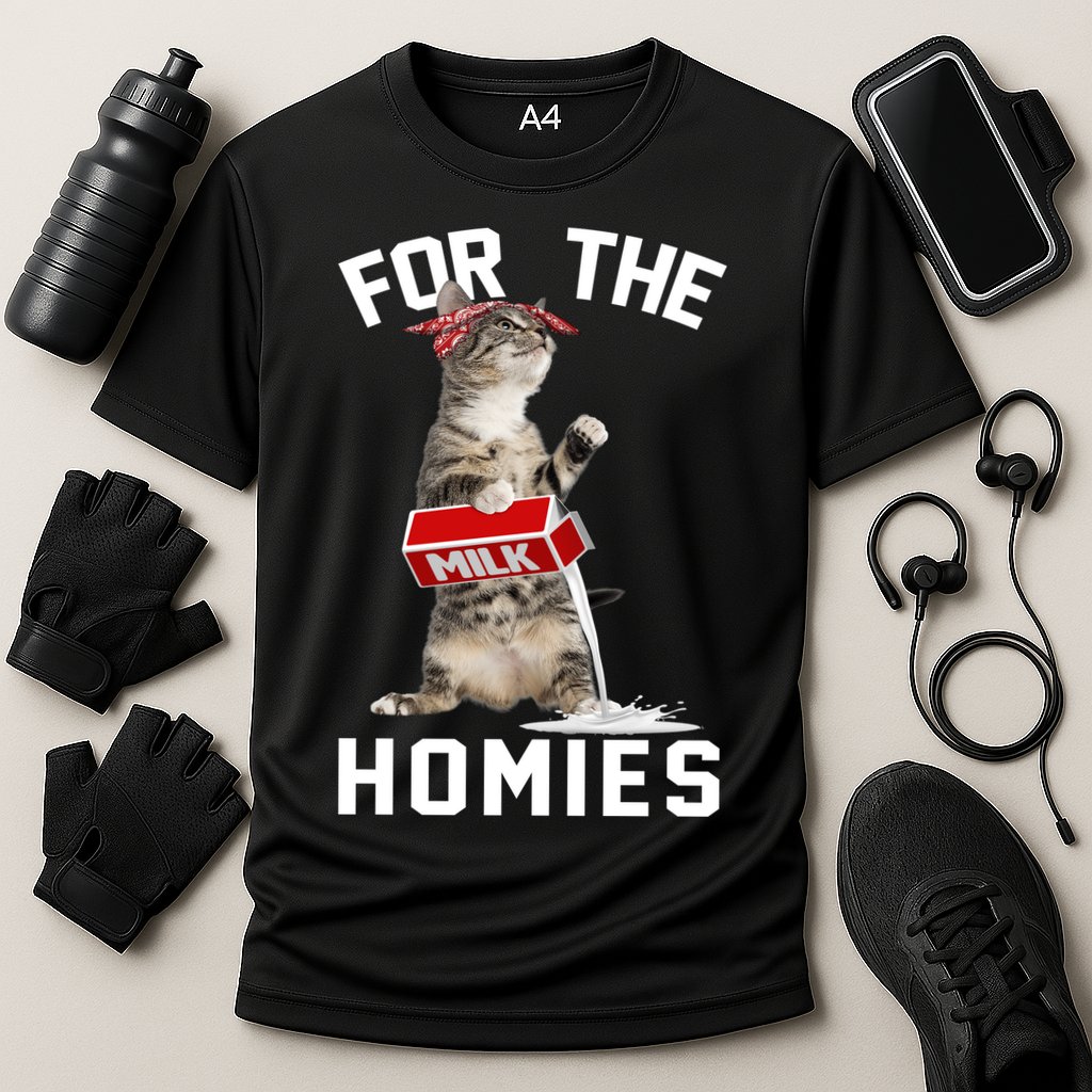 For The Homies Gangsta Cat Cooling Performance Crew T-Shirt