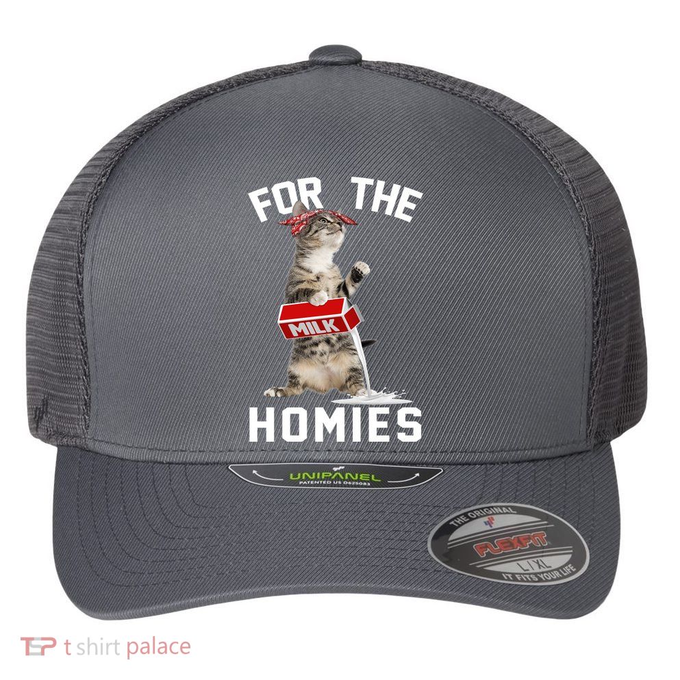 For The Homies Gangsta Cat Flexfit Unipanel Trucker Cap