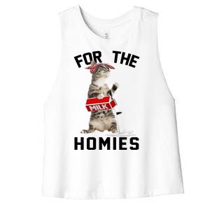 For The Homies Gangsta Cat Women's Racerback Cropped Tank