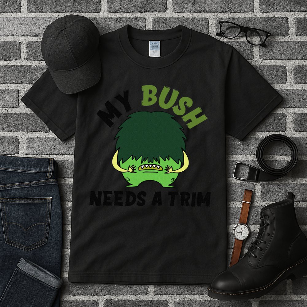 Funny Offensive Rude Novelty My Bush Needs A Trim Hairstyle Tall T-Shirt