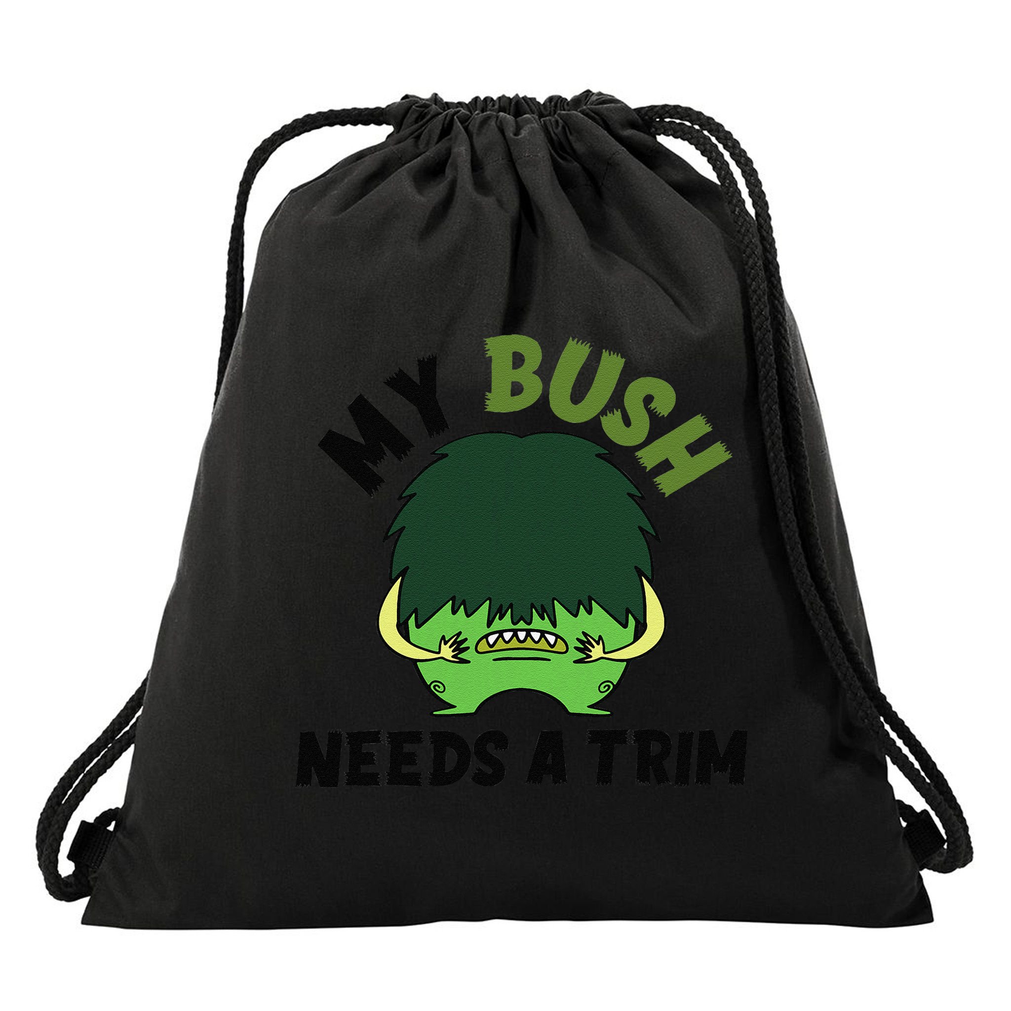 Funny Offensive Rude Novelty My Bush Needs A Trim Hairstyle Drawstring Bag