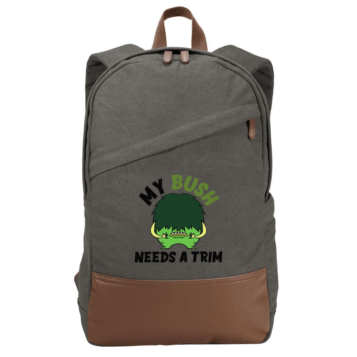 Funny Offensive Rude Novelty My Bush Needs A Trim Hairstyle Cotton Canvas Backpack