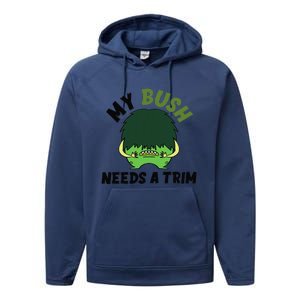 Funny Offensive Rude Novelty My Bush Needs A Trim Hairstyle Performance Fleece Hoodie