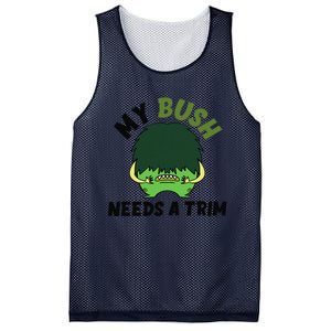 Funny Offensive Rude Novelty My Bush Needs A Trim Hairstyle Mesh Reversible Basketball Jersey Tank