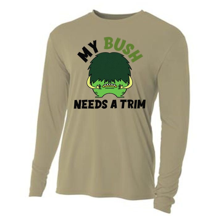 Funny Offensive Rude Novelty My Bush Needs A Trim Hairstyle Cooling Performance Long Sleeve Crew