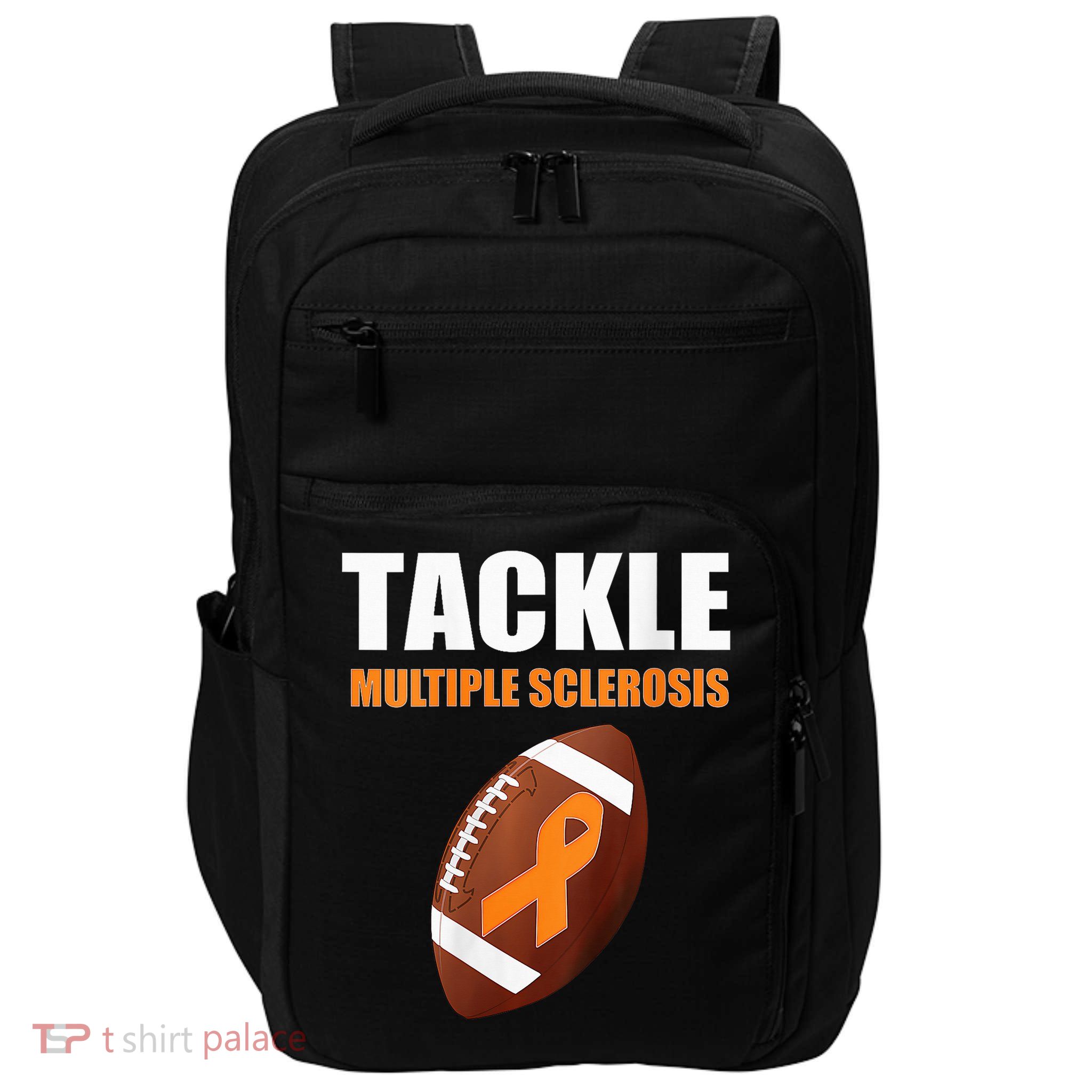 Football Orange Ribbon Multiple Sclerosis Awareness Impact Tech Backpack