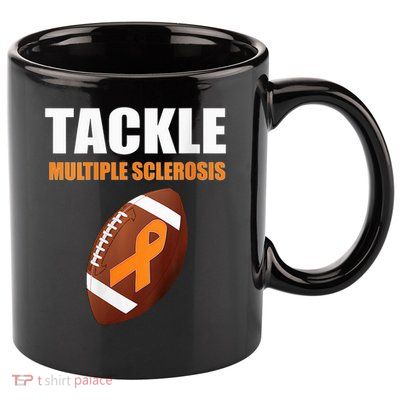 Football Orange Ribbon Multiple Sclerosis Awareness 11oz C Handle Ceramic Mug