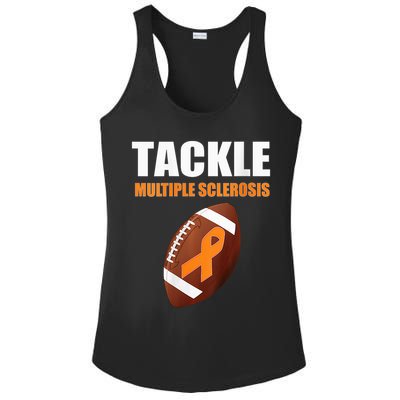 Football Orange Ribbon Multiple Sclerosis Awareness Ladies PosiCharge Competitor Racerback Tank