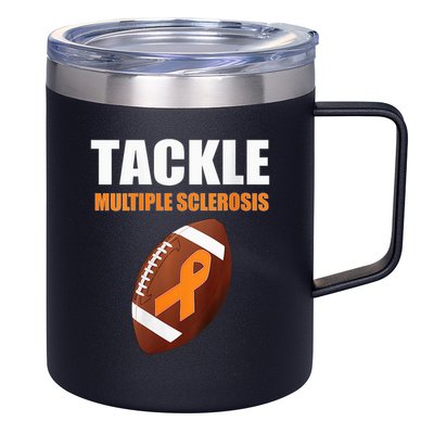Football Orange Ribbon Multiple Sclerosis Awareness 12oz Stainless Steel Coffee Mug