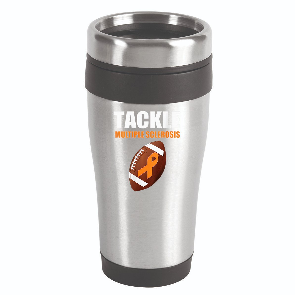 Football Orange Ribbon Multiple Sclerosis Awareness 16oz Travel Tumbler