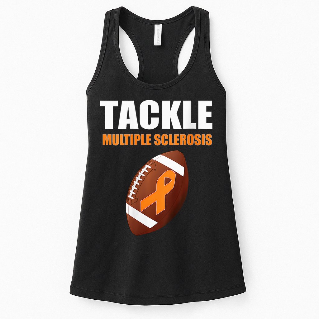 Football Orange Ribbon Multiple Sclerosis Awareness Womens Tank Top