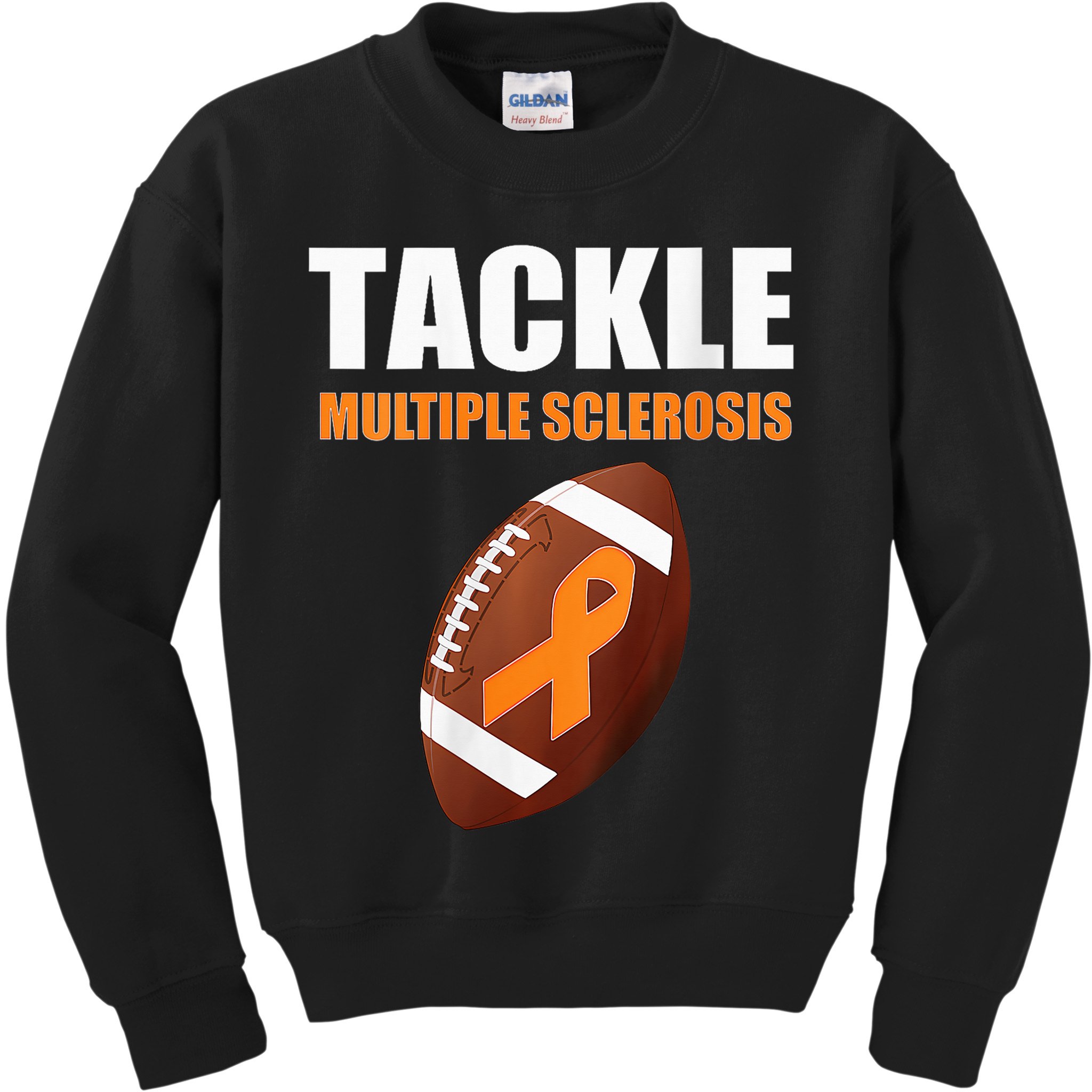Football Orange Ribbon Multiple Sclerosis Awareness Kids Sweatshirt